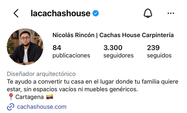 Perfil de Instagram de Nicolás Rincón, Cachas House